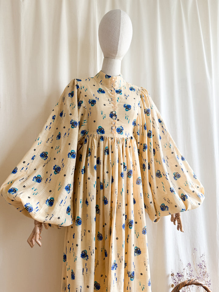 Magnificent Holy Grail Rare Huge Billowing Sleeve 70s Cotton Dream Dress