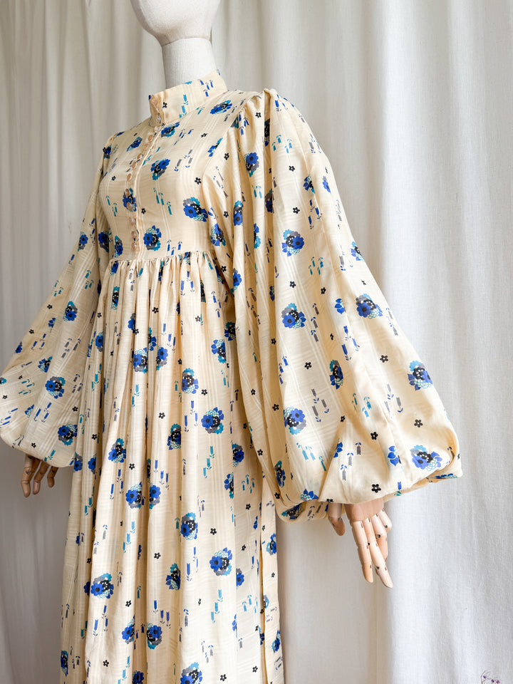 Magnificent Holy Grail Rare Huge Billowing Sleeve 70s Cotton Dream Dress