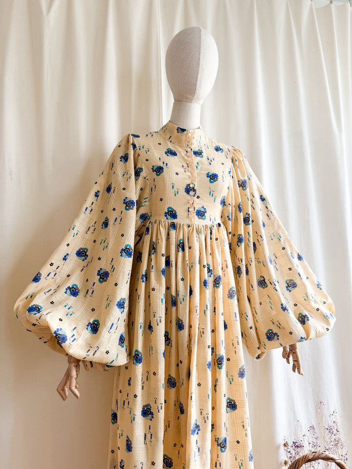 Magnificent Holy Grail Rare Huge Billowing Sleeve 70s Cotton Dream Dress