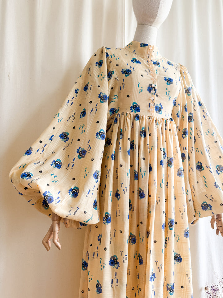 Magnificent Holy Grail Rare Huge Billowing Sleeve 70s Cotton Dream Dress