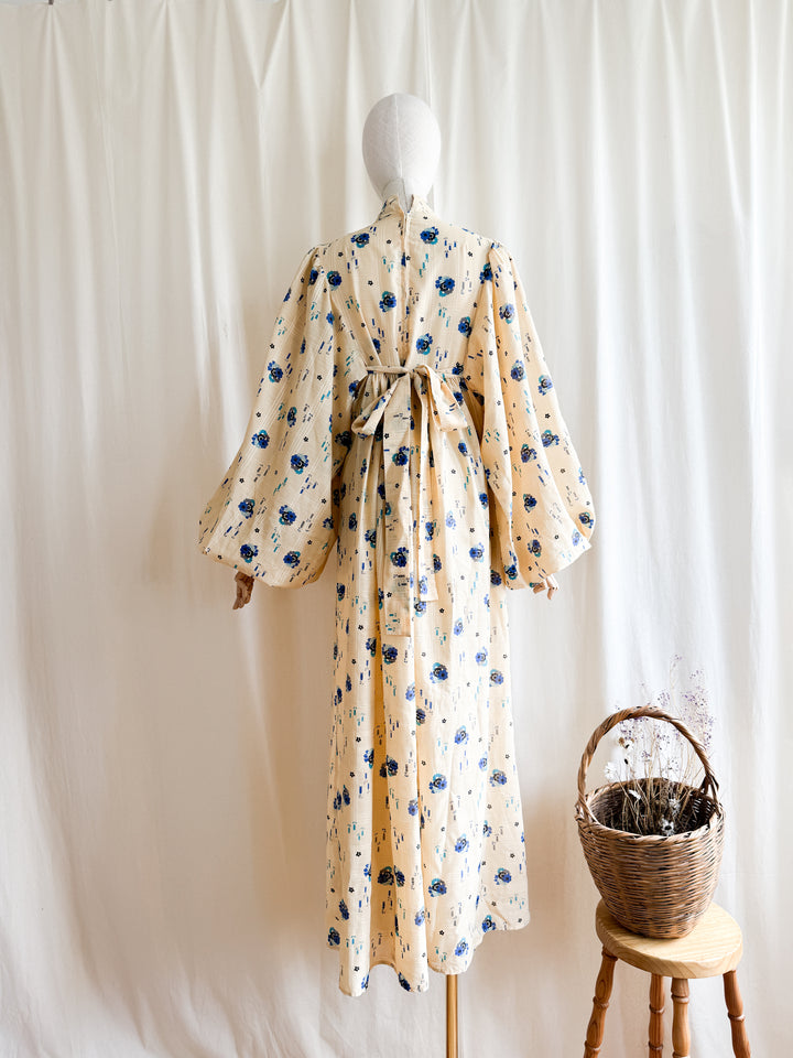 Magnificent Holy Grail Rare Huge Billowing Sleeve 70s Cotton Dream Dress