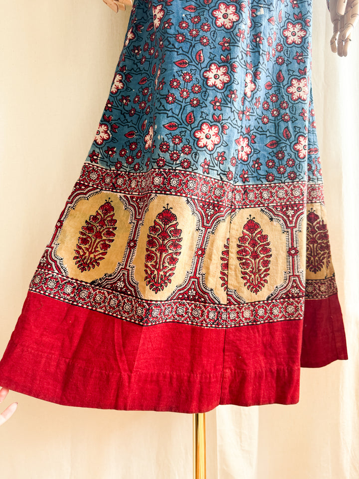 Insane 70s Indian Cotton Block print Maxi Dress