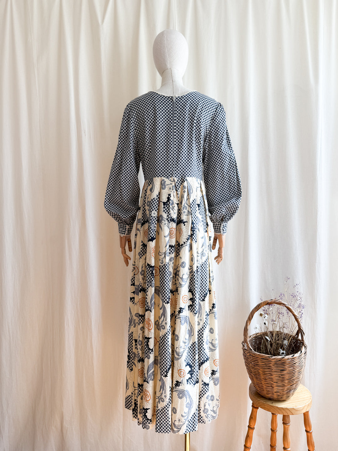 Beautiful 70s Gingham Cotton Maxi Dress