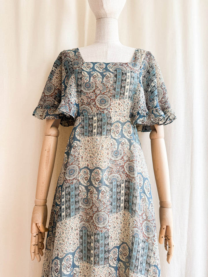 Insanely Beautiful Delicate Cotton 70s Bohemian Maxi Dress
