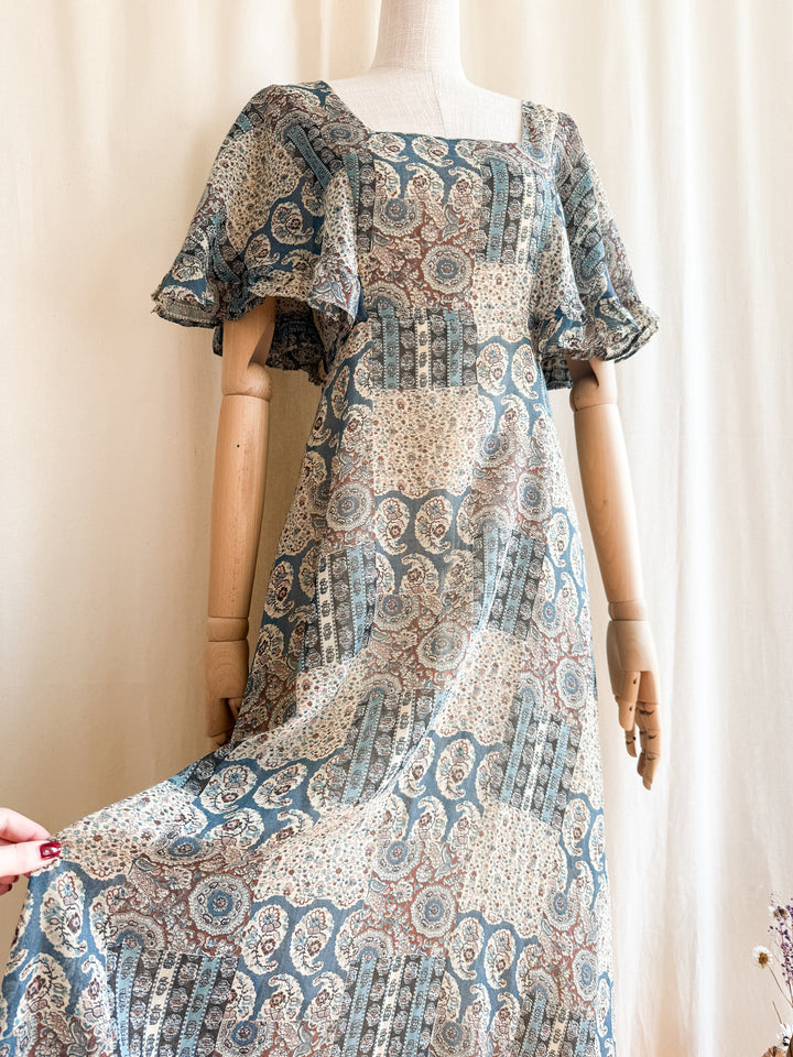 Insanely Beautiful Delicate Cotton 70s Bohemian Maxi Dress