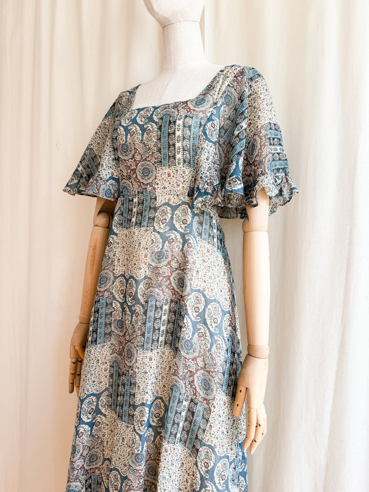 Insanely Beautiful Delicate Cotton 70s Bohemian Maxi Dress