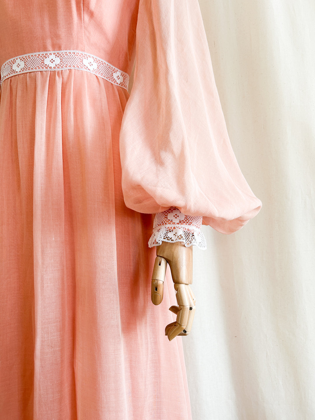 The Parfait ~ dreamy rare 70s peach cotton maxi dress