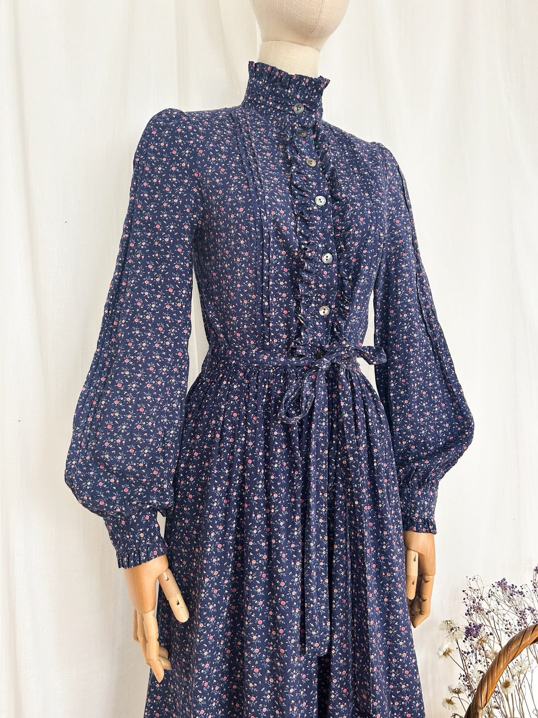 Stunning Rare Late 70s Laura Ashley Cotton Victoriana Midi Dress
