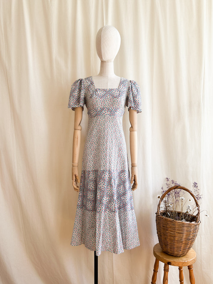 Sweet 70s cotton midi prairie dress by st tropez