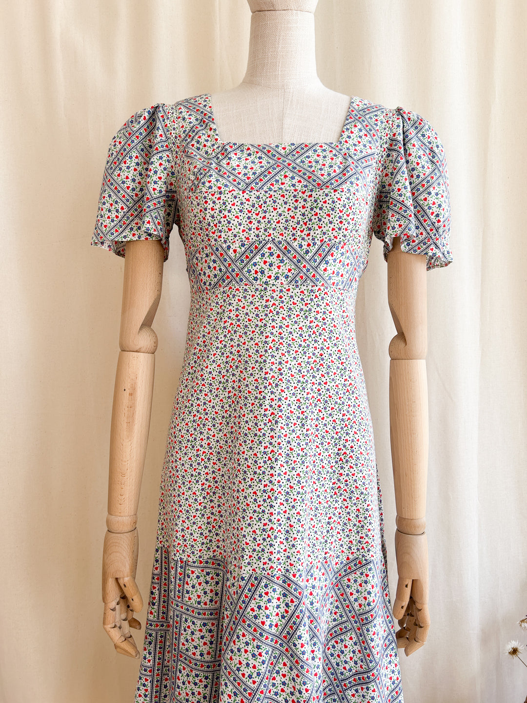 Sweet 70s cotton midi prairie dress by st tropez