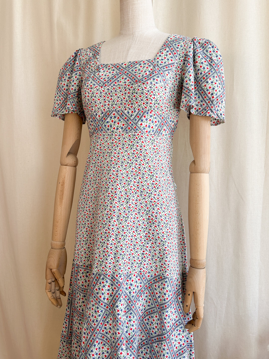 Sweet 70s cotton midi prairie dress by st tropez