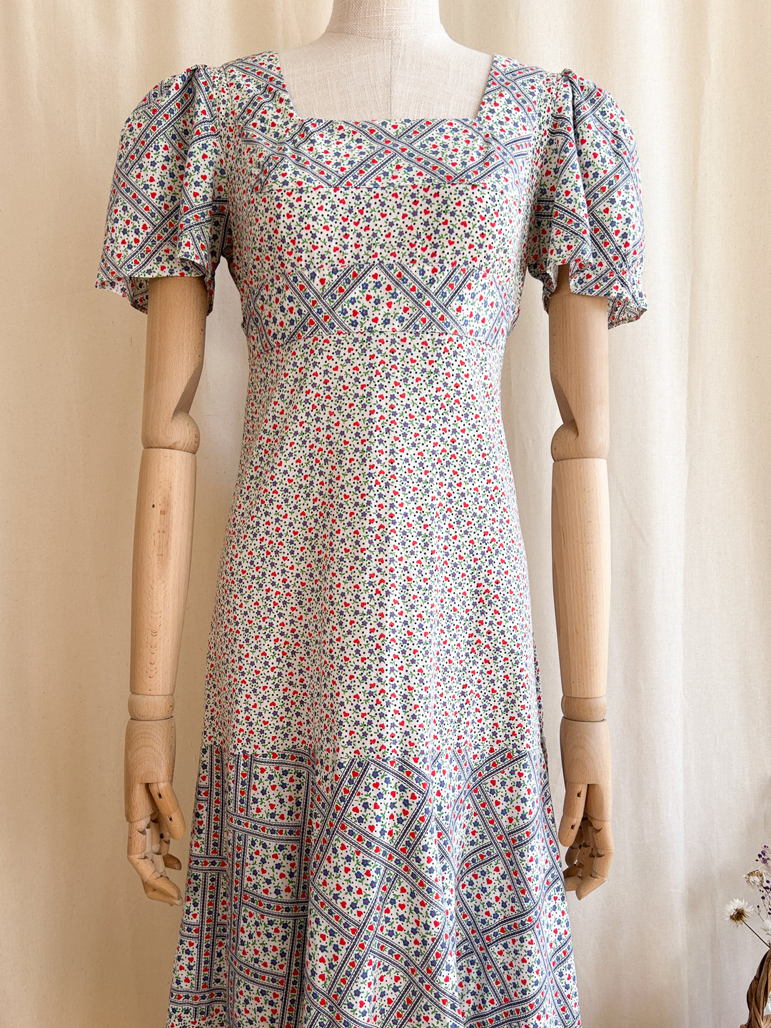 Sweet 70s cotton midi prairie dress by st tropez