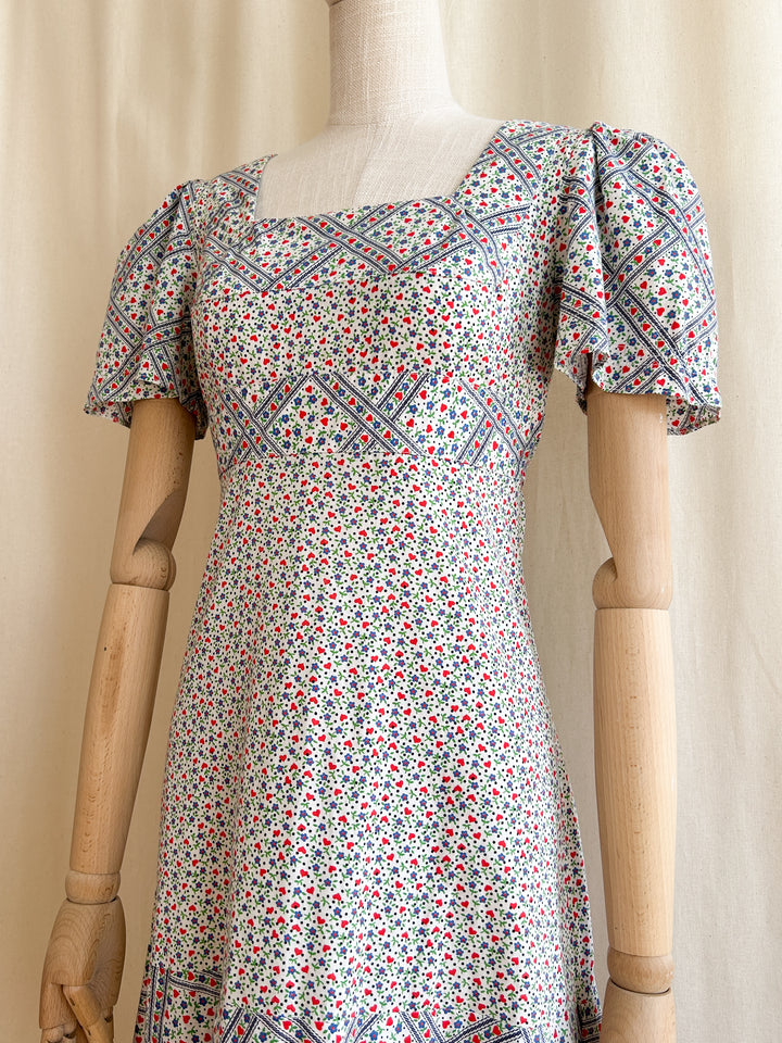 Sweet 70s cotton midi prairie dress by st tropez