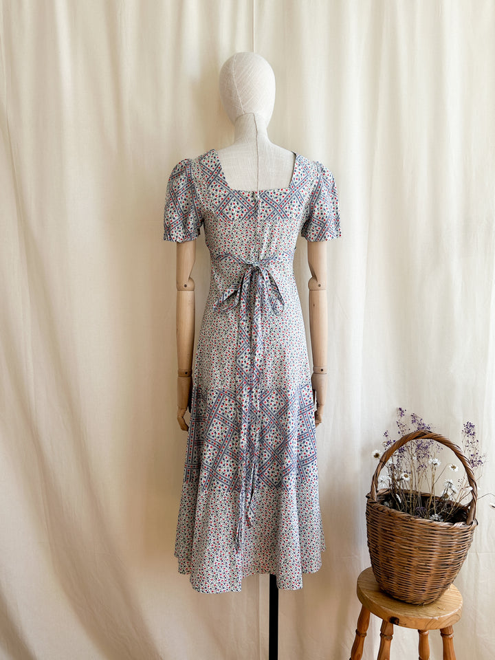 Sweet 70s cotton midi prairie dress by st tropez