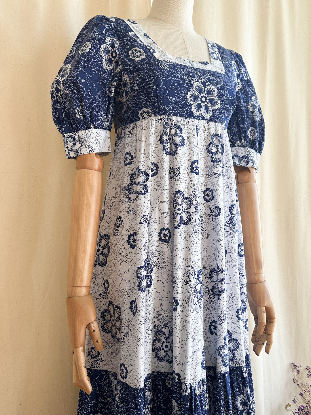 Insane Rare Handmade Tiered 70s Heavy Cotton Prairie Dress