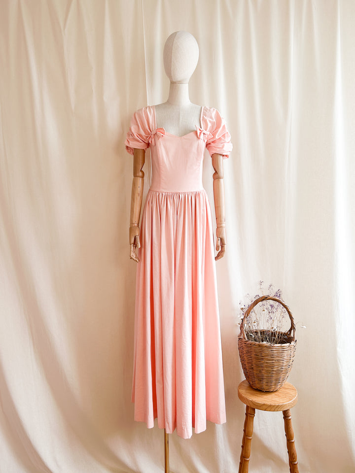 The Chloé ~ heavenly rare Laura Ashley peach cotton 80s maxi dress