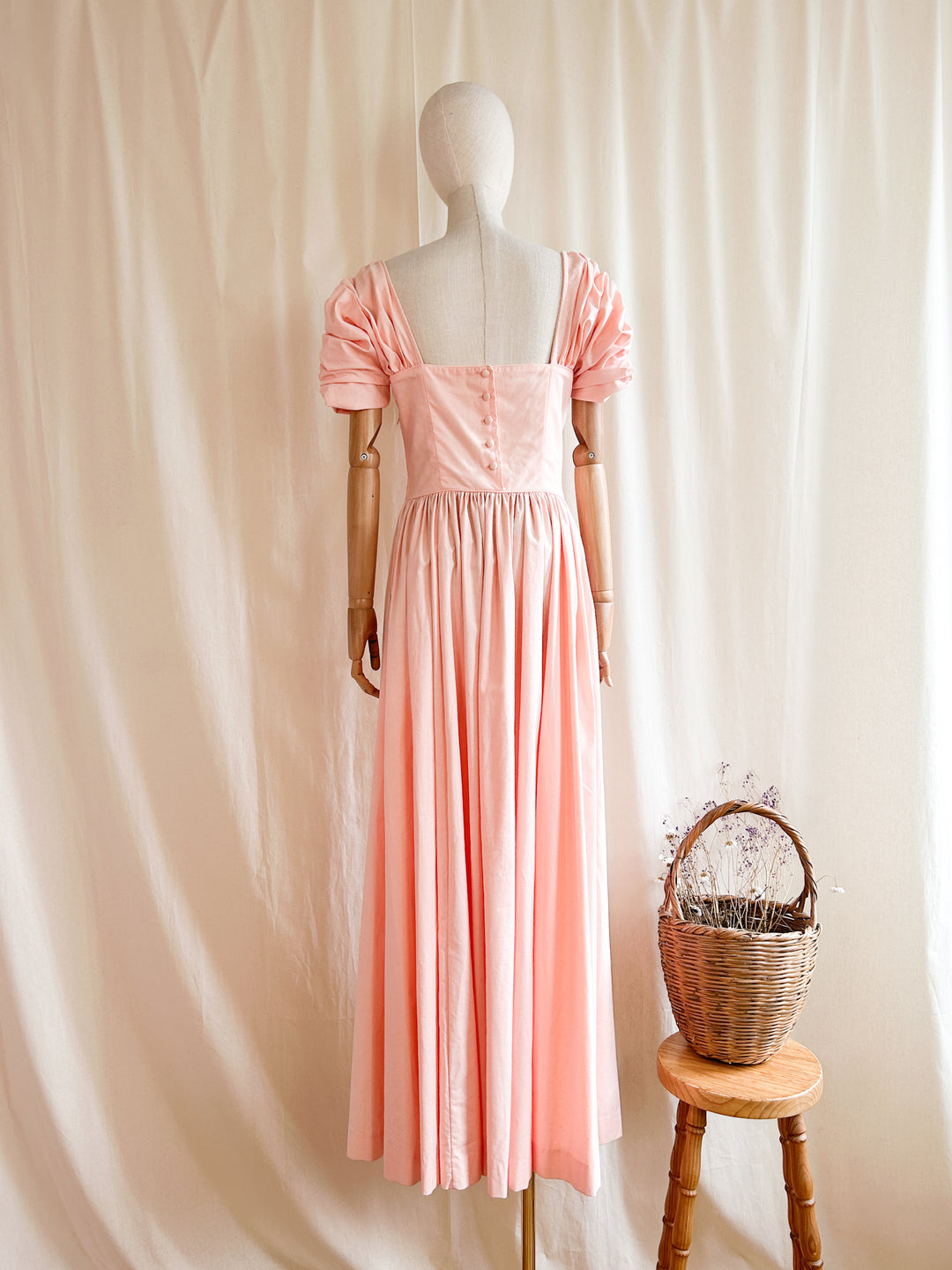 The Chloé ~ heavenly rare Laura Ashley peach cotton 80s maxi dress