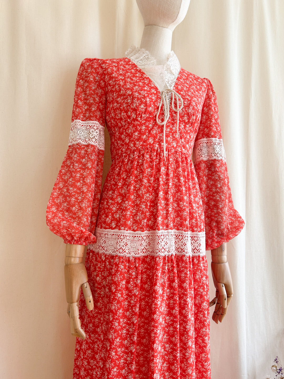 Gorgeous Rare Gunne Sax Style 1970s Red Floral Prairie Dress The Pansy Garden Gorgeous Rare Gunne Sax Style 1970s Red Floral Prairie Dress The Pansy Garden