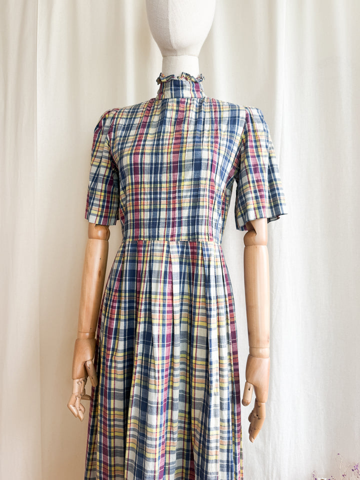 Gorgeous Soft Madras Check Cotton 70s Maxi Dress by Miss Selfridge