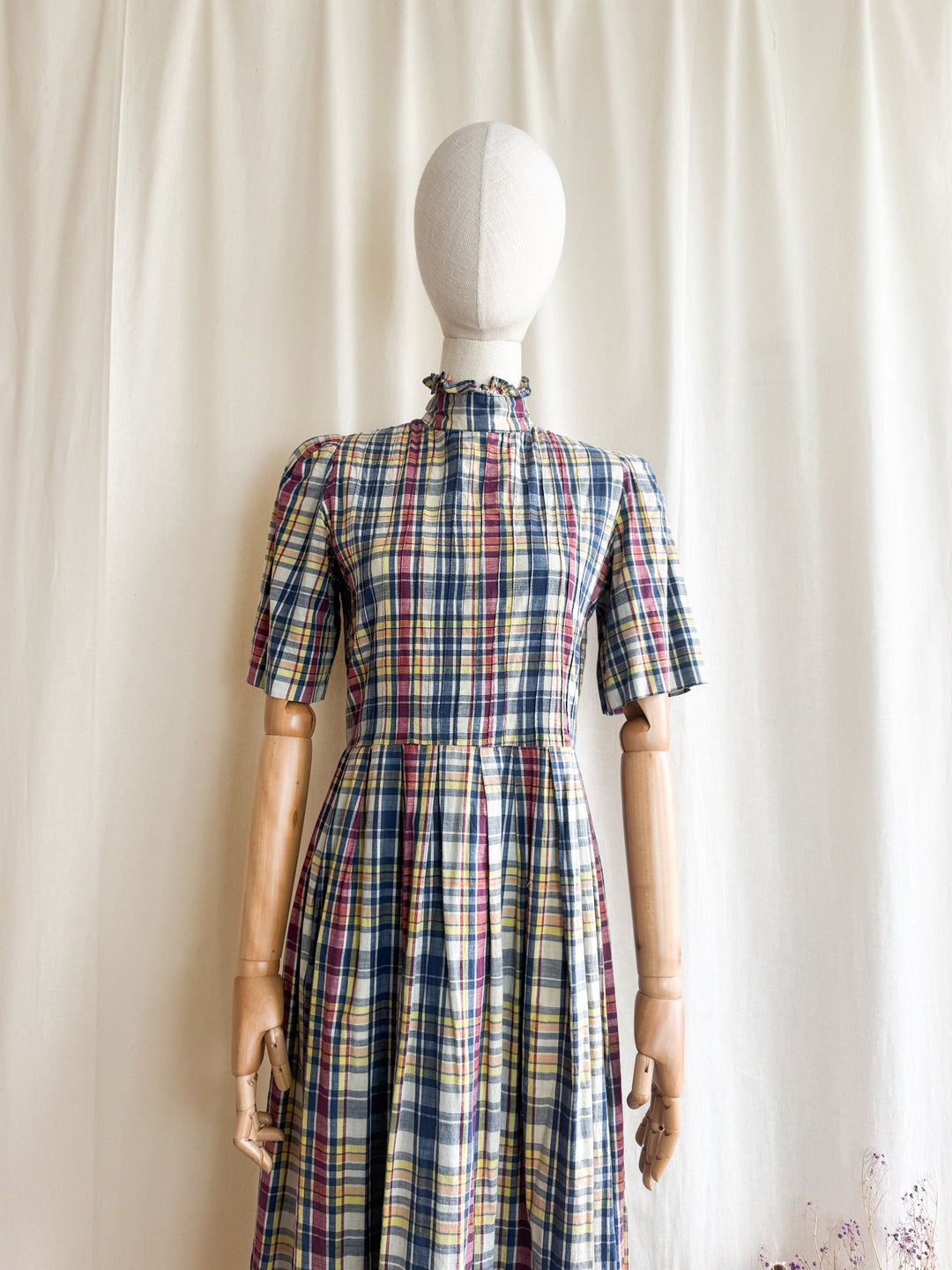 Gorgeous Soft Madras Check Cotton 70s Maxi Dress by Miss Selfridge
