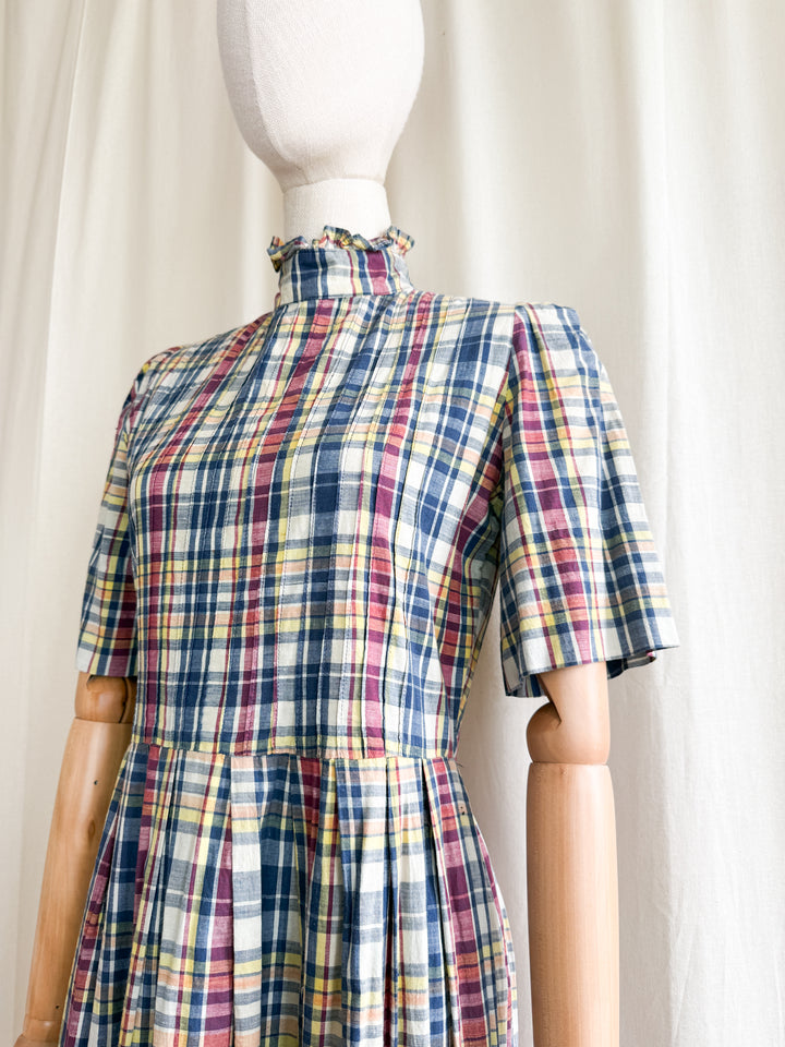 Gorgeous Soft Madras Check Cotton 70s Maxi Dress by Miss Selfridge