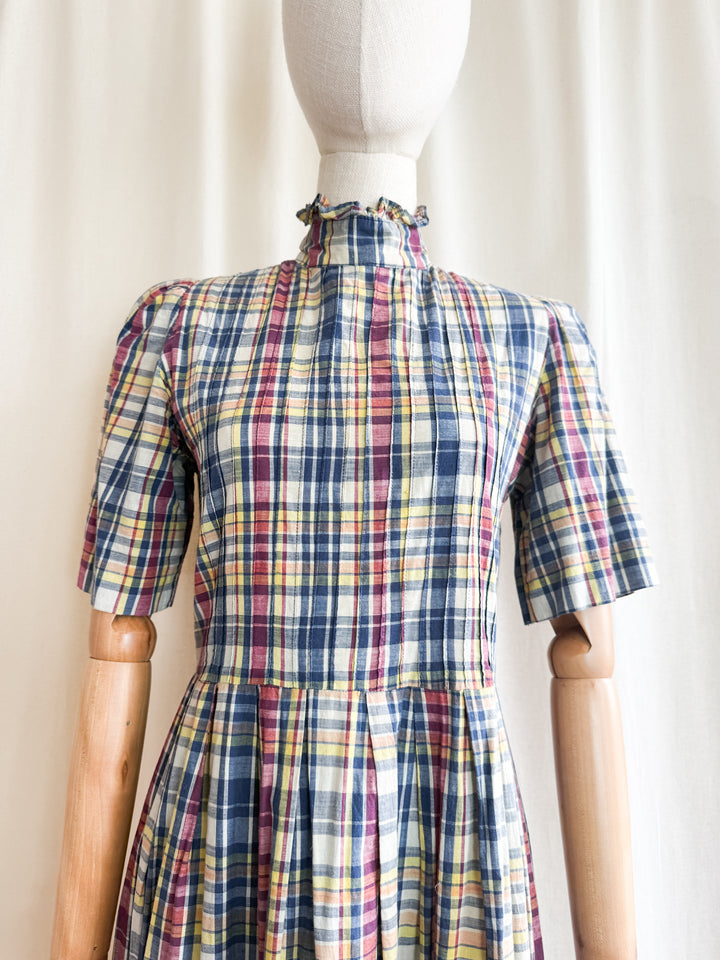 Gorgeous Soft Madras Check Cotton 70s Maxi Dress by Miss Selfridge