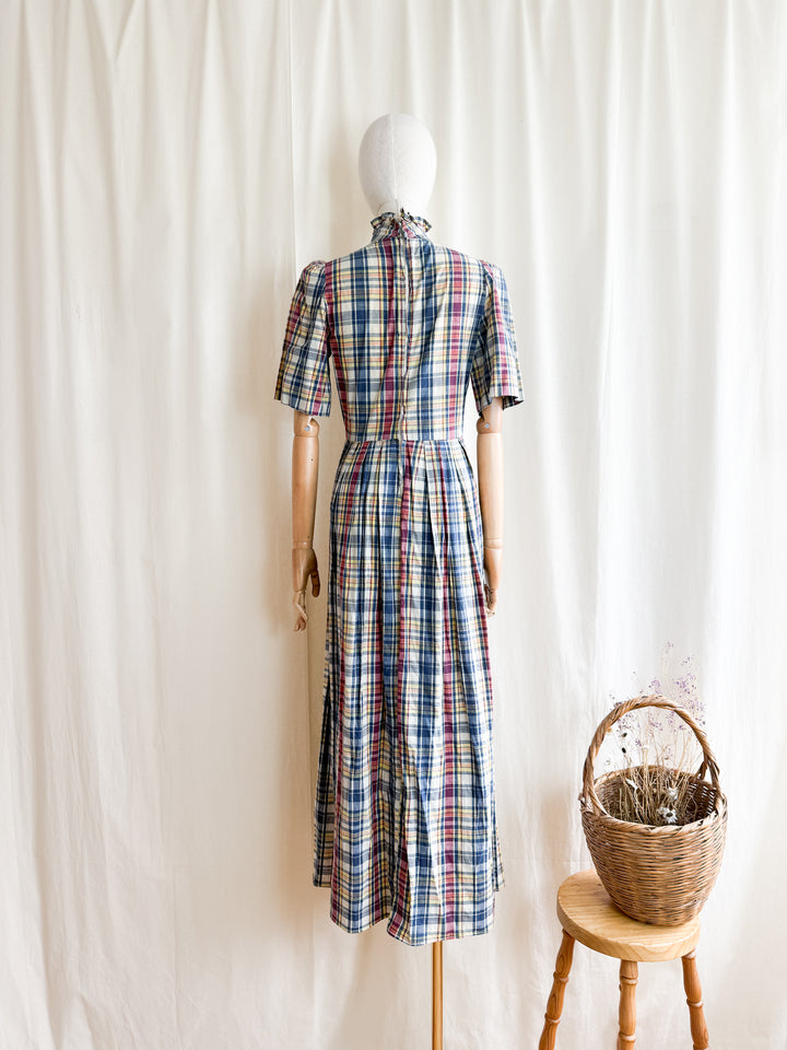 Gorgeous Soft Madras Check Cotton 70s Maxi Dress by Miss Selfridge