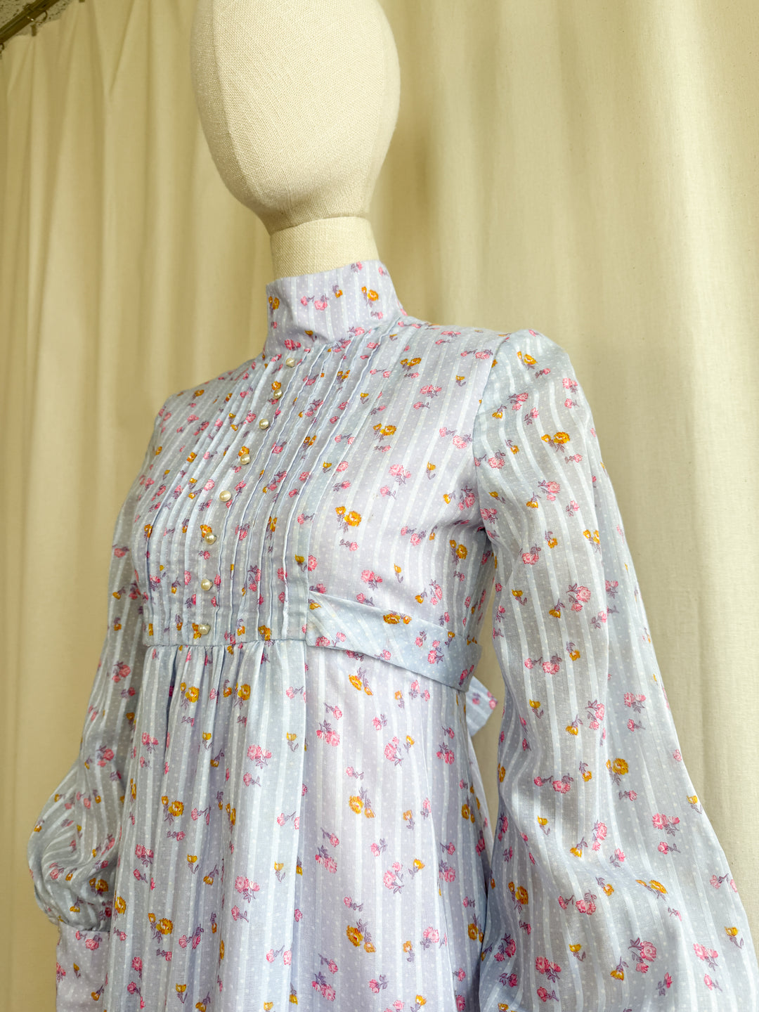 The Maisie ~ Stunning Handmade Lavender 70s Cotton Prairie Dress