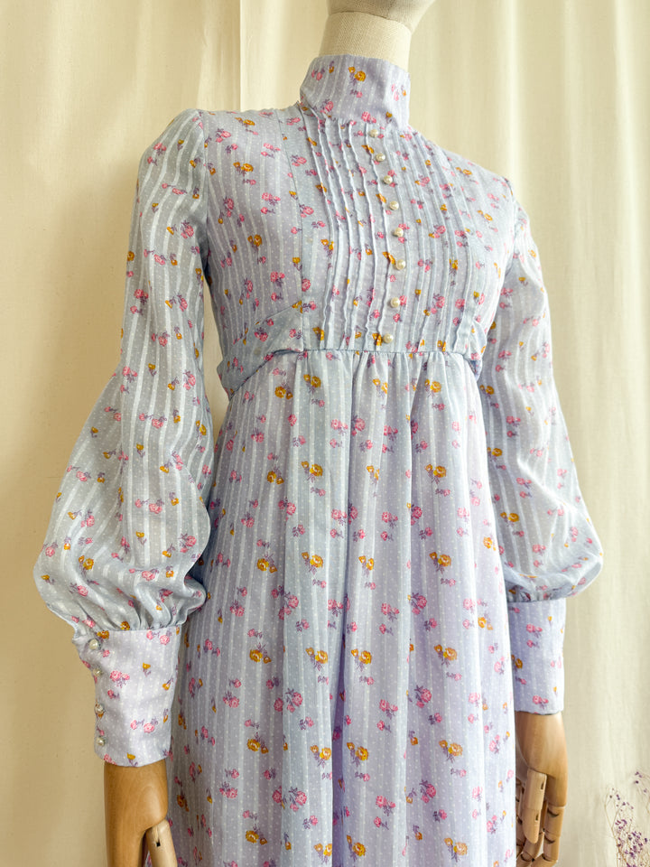 The Maisie ~ Stunning Handmade Lavender 70s Cotton Prairie Dress