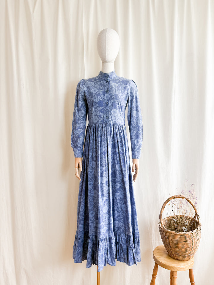 Rare 70s Beautiful Handmade Laura Ashley Fabric Cotton Maxi Dress