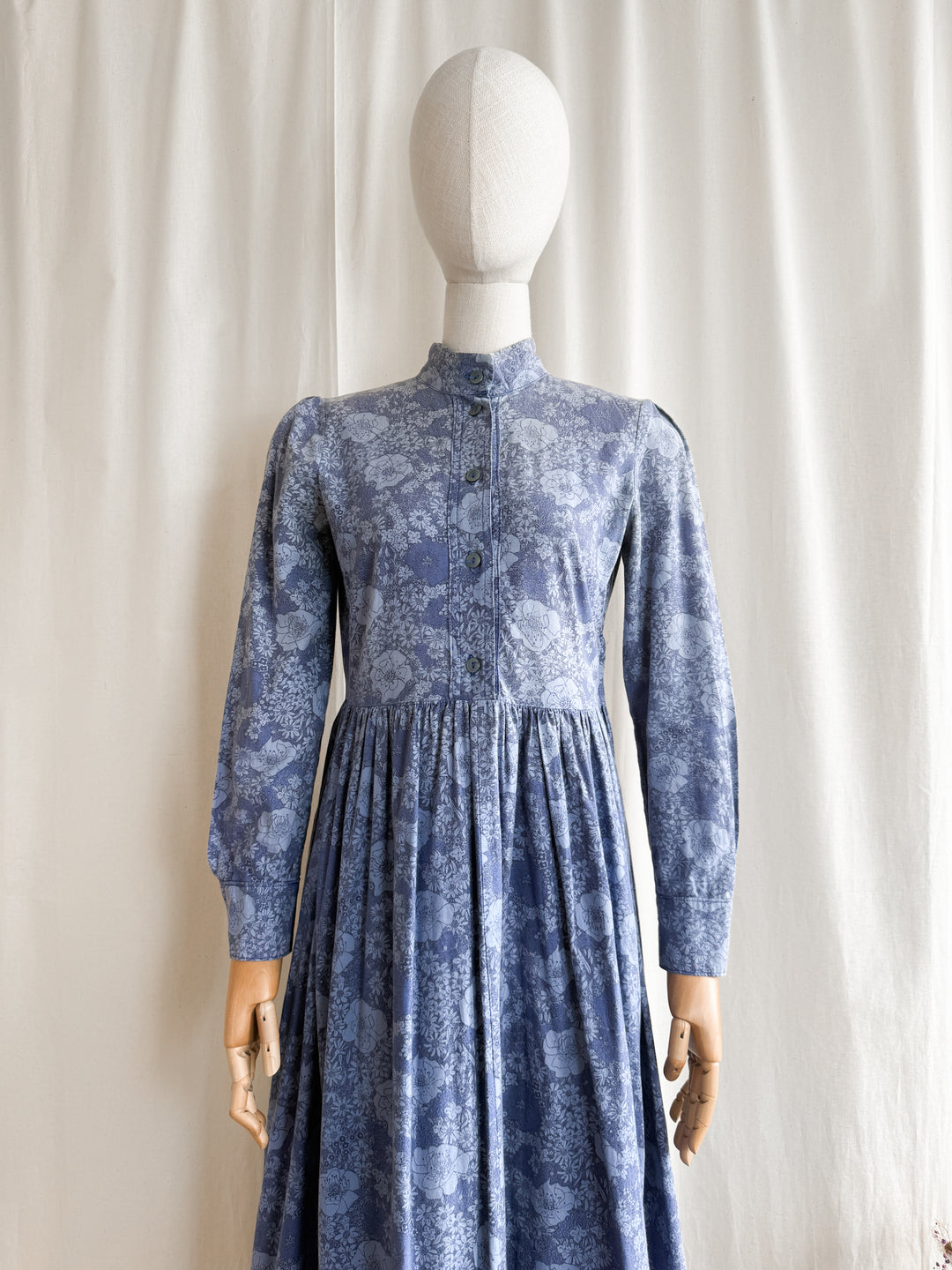 Rare 70s Beautiful Handmade Laura Ashley Fabric Cotton Maxi Dress