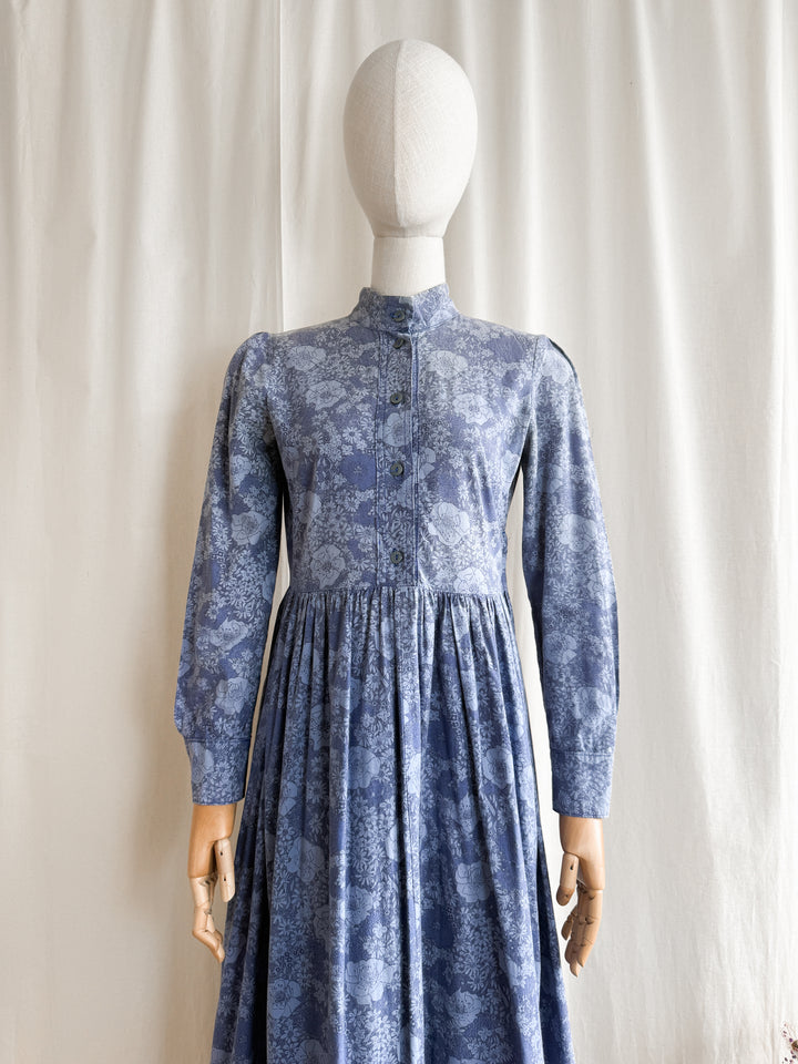 Rare 70s Beautiful Handmade Laura Ashley Fabric Cotton Maxi Dress