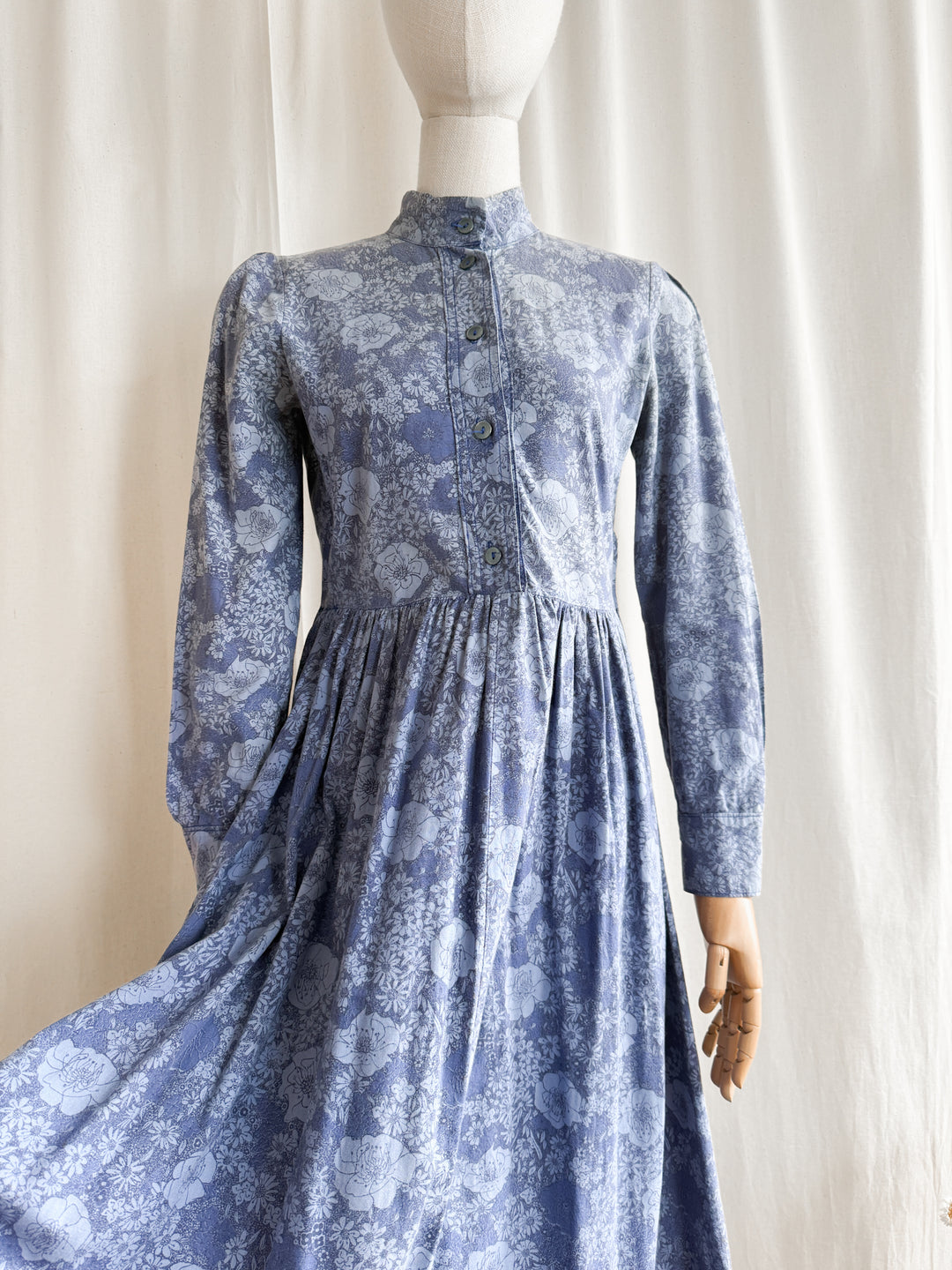 Rare 70s Beautiful Handmade Laura Ashley Fabric Cotton Maxi Dress