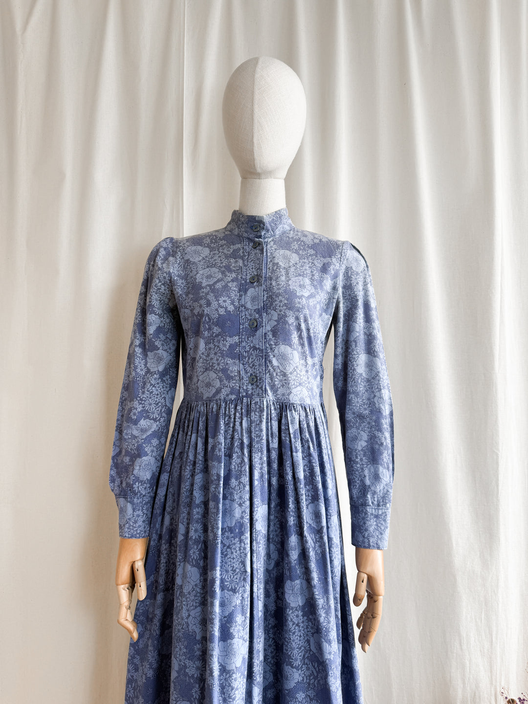 Rare 70s Beautiful Handmade Laura Ashley Fabric Cotton Maxi Dress