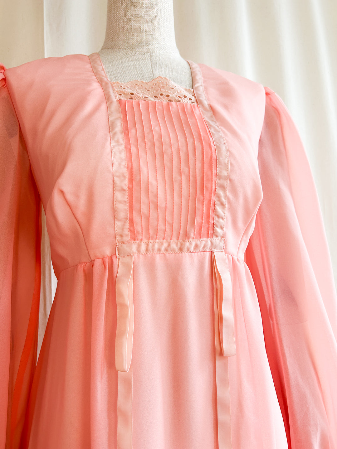 The Rouge ~ the prettiest 70s peach chiffon maxi dress