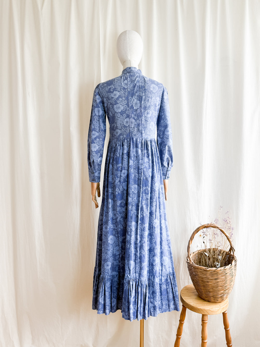 Rare 70s Beautiful Handmade Laura Ashley Fabric Cotton Maxi Dress