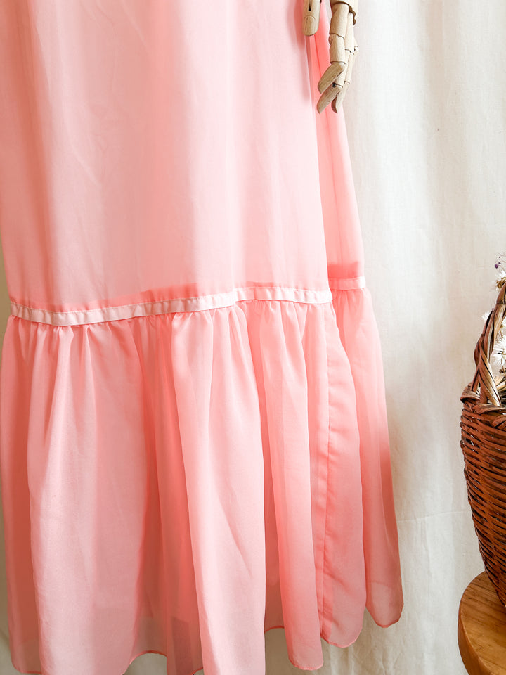 The Rouge ~ the prettiest 70s peach chiffon maxi dress