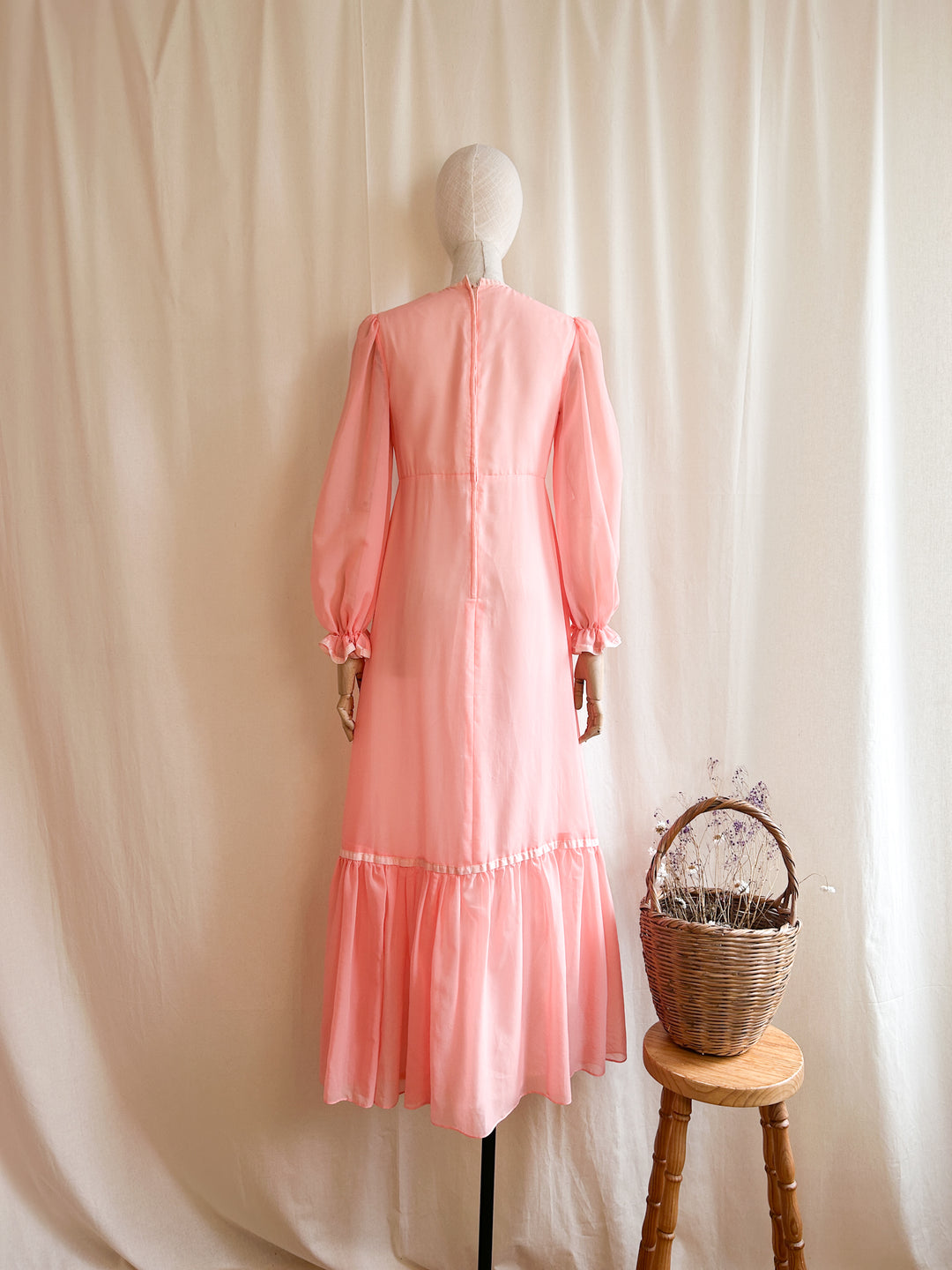 The Rouge ~ the prettiest 70s peach chiffon maxi dress