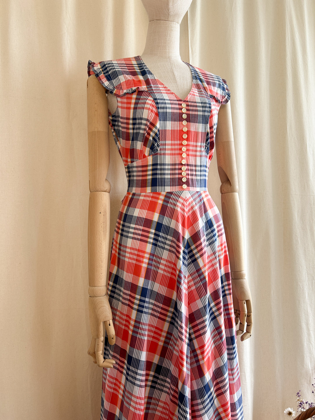 Insane Market Chic Madras Plaid 70s Dream Dress