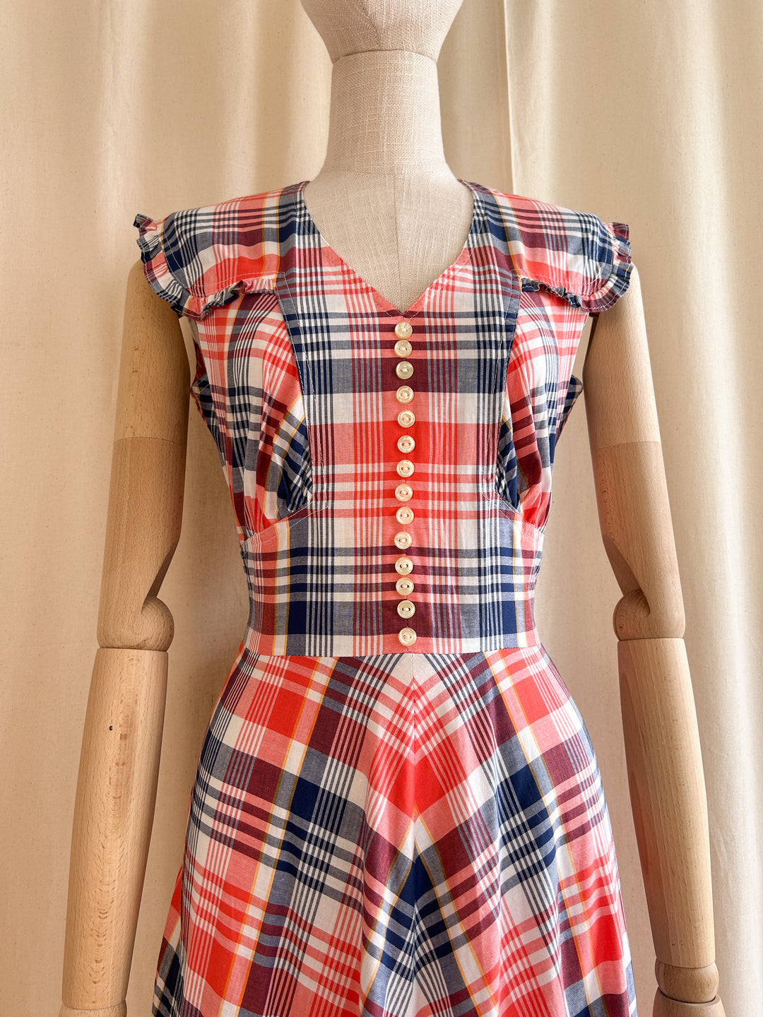 Insane Market Chic Madras Plaid 70s Dream Dress