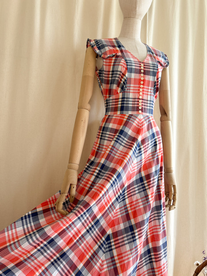 Insane Market Chic Madras Plaid 70s Dream Dress