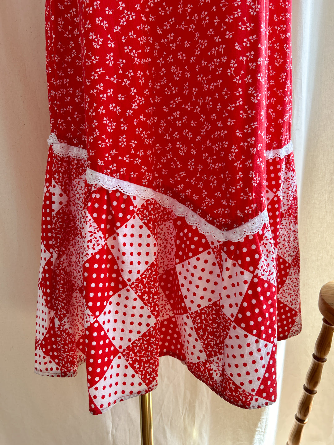 Insane Red Cotton 70s Summers Day Dream Dress