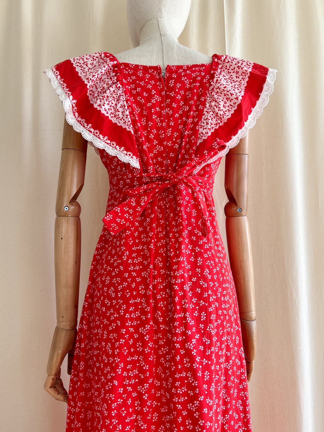 Insane Red Cotton 70s Summers Day Dream Dress