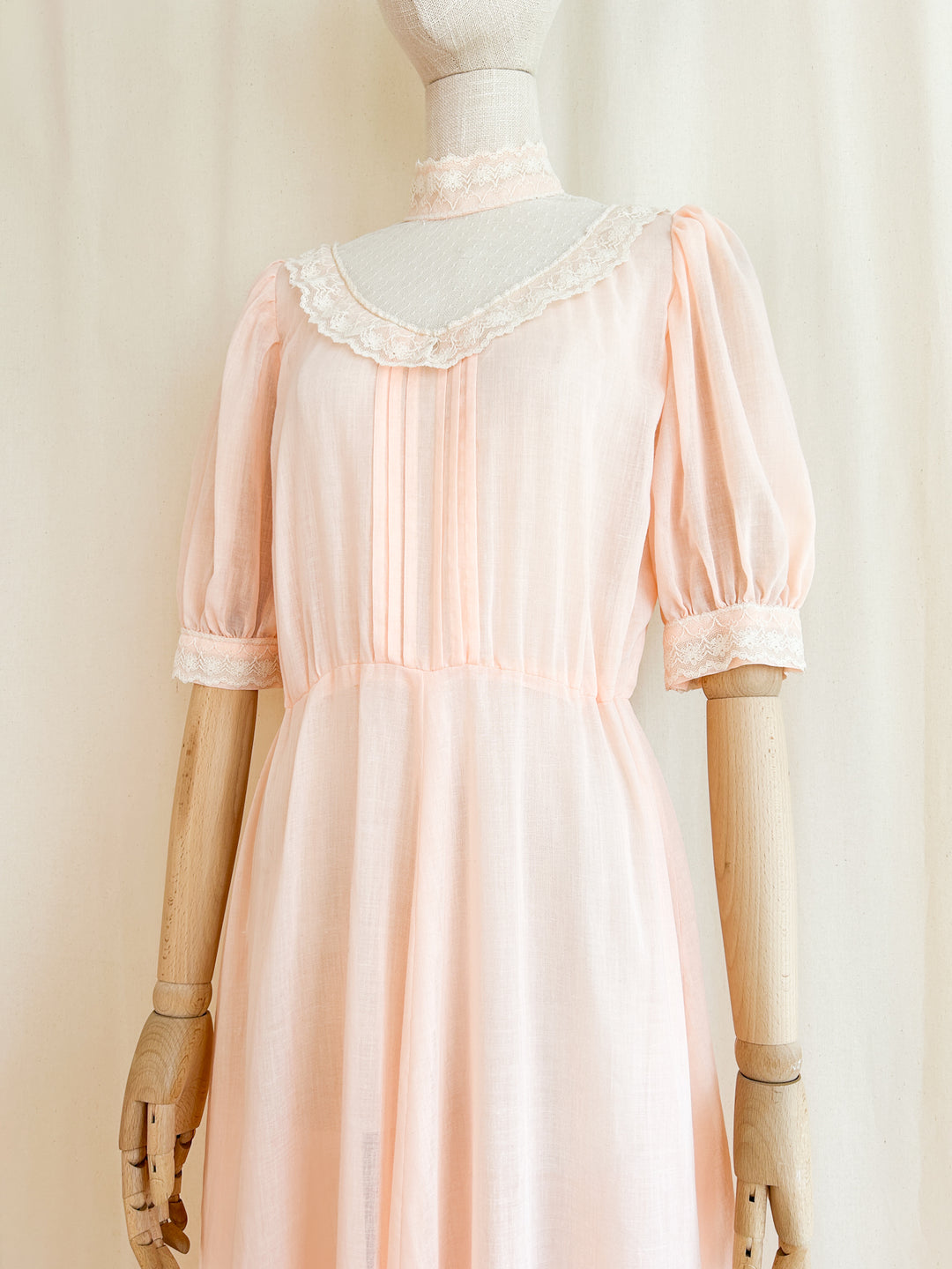 The Edwina ~ the sweetest 70s light peach cotton maxi dress