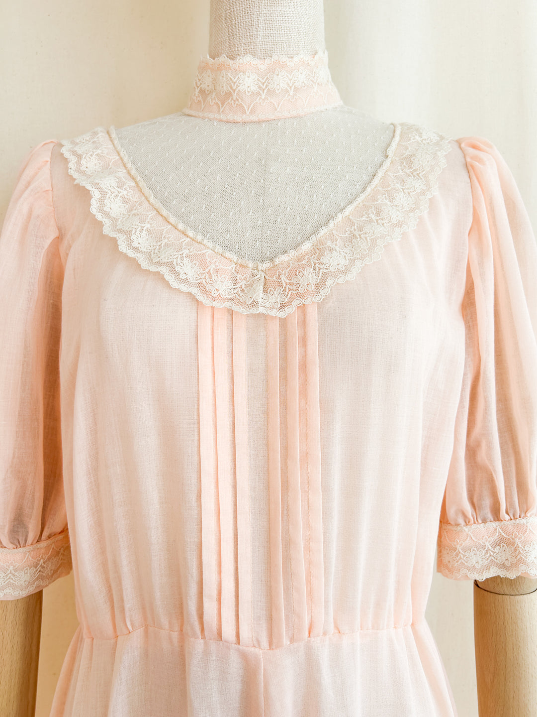 The Edwina ~ the sweetest 70s light peach cotton maxi dress