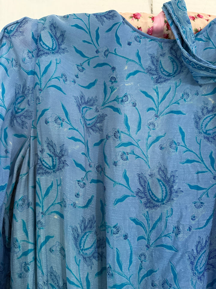 Holy Grail Precious 70s Indian Block print Silk Midi Dress by Treacy Lowe