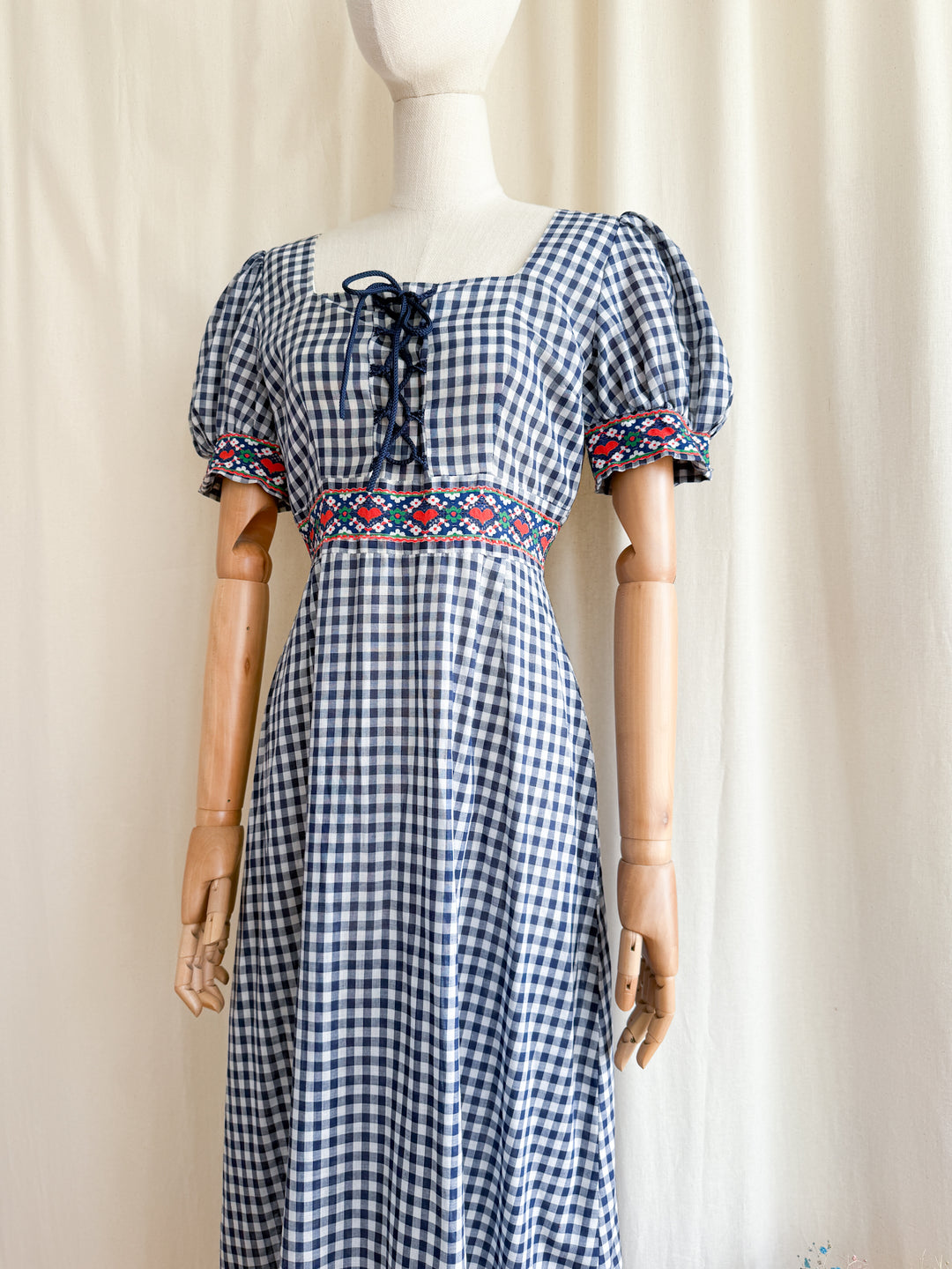 Beautiful Country Girl 70s Cotton Gingham Maxi Dress by Marion Donaldson