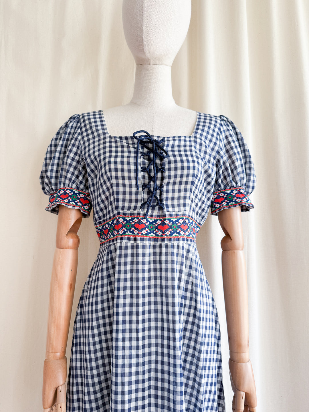 Beautiful Country Girl 70s Cotton Gingham Maxi Dress by Marion Donaldson