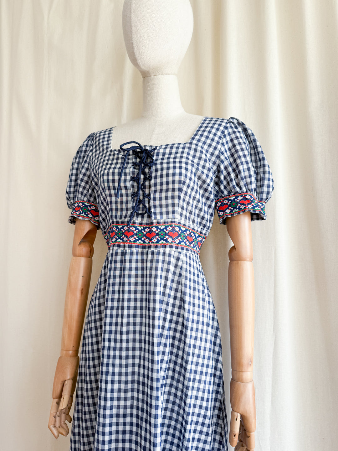 Beautiful Country Girl 70s Cotton Gingham Maxi Dress by Marion Donaldson