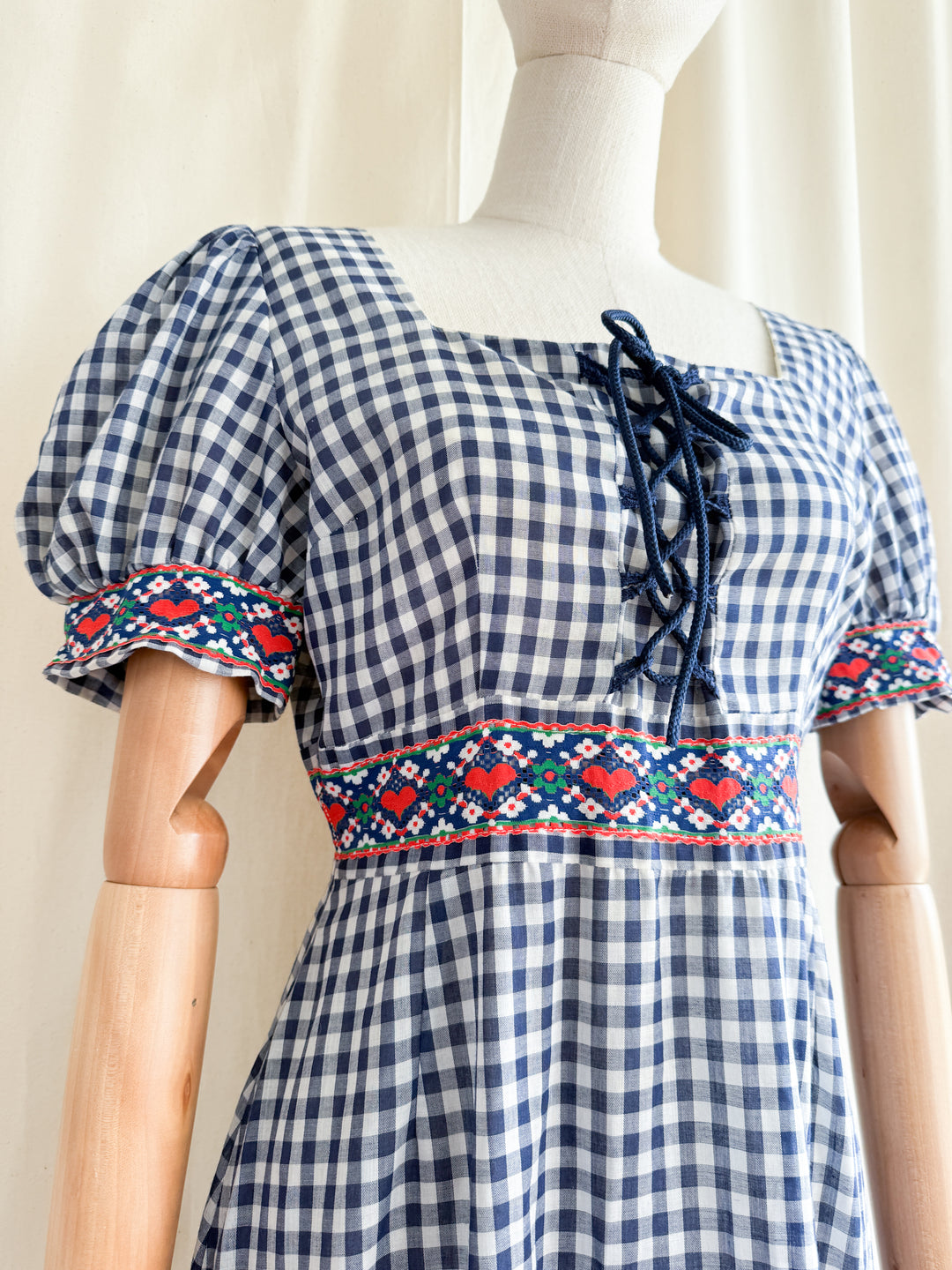 Beautiful Country Girl 70s Cotton Gingham Maxi Dress by Marion Donaldson